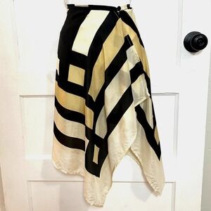 VT Gottex Vintage Gold Geometric Print Silk Wrap Skirt Size Small Asymmetrical